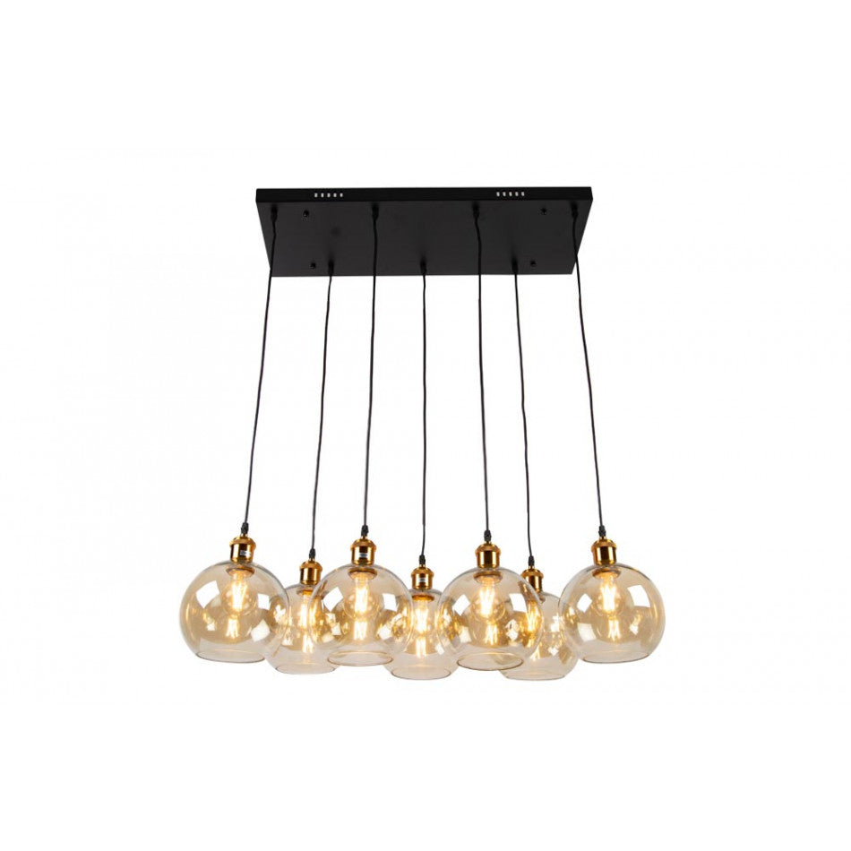 Pendant lamp Reons, black/copper color, H27-135x70x26cm, E27 7x60W(MAX)