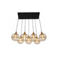 Pendant lamp Reons, black/copper color, H27-135x70x26cm, E27 7x60W(MAX)