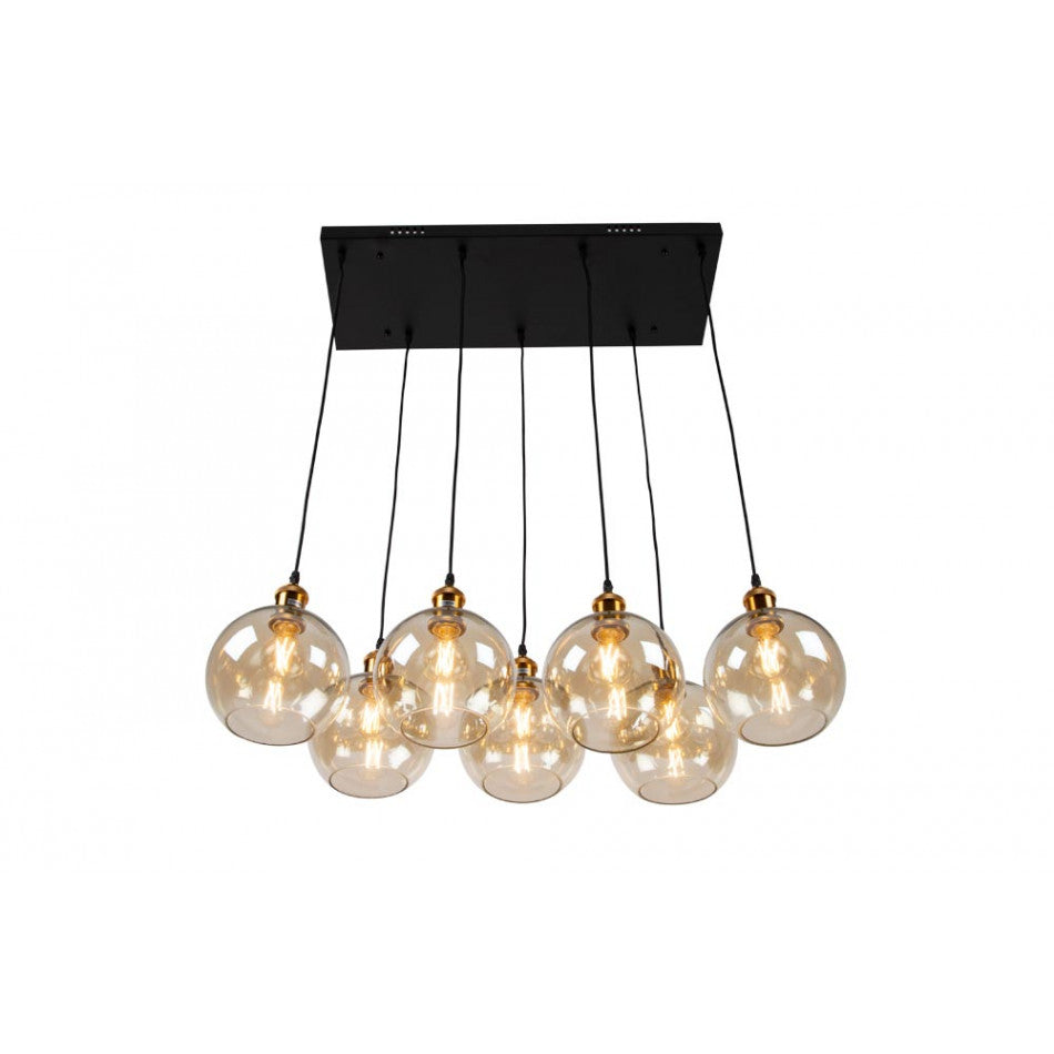 Pendant lamp Reons, black/copper color, H27-135x70x26cm, E27 7x60W(MAX)