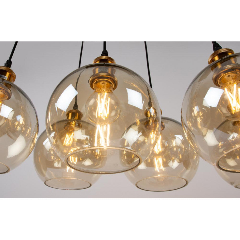 Pendant lamp Reons, black/copper color, H27-135x70x26cm, E27 7x60W(MAX)