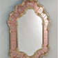 Navagero Murano Glass Wall Mirror – Golden Crystal & Pink-Toned Floral Etchings