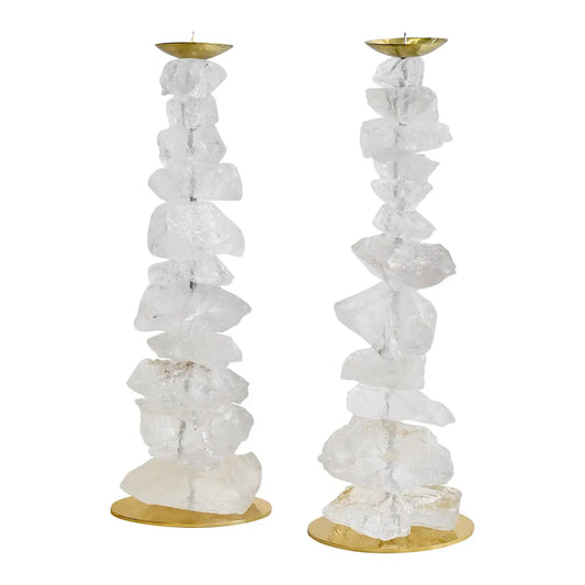 Natural Rock Crystal Candle Holders