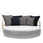 Modern outdoor sofa with cushions on a white background