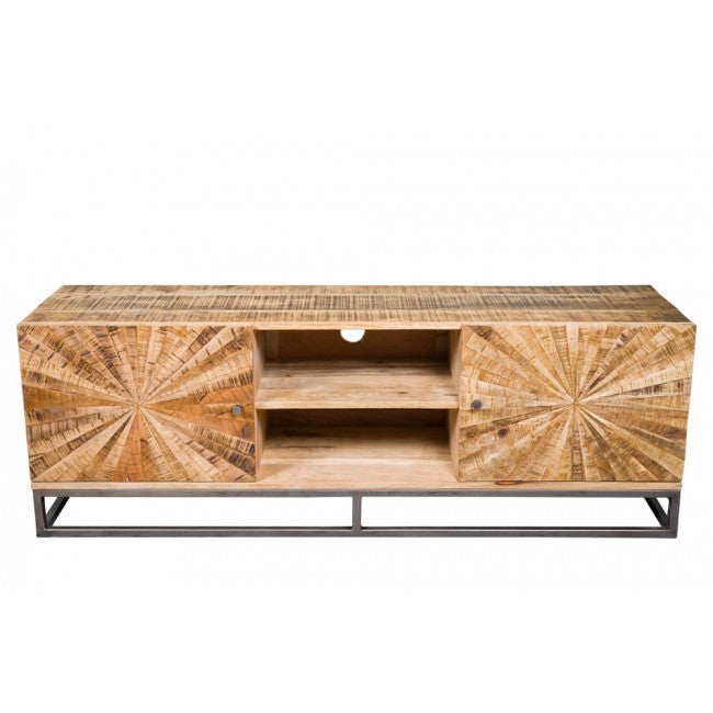 Sole TV Board – Mango Wood with Metal Accents, 145×36×50 cm