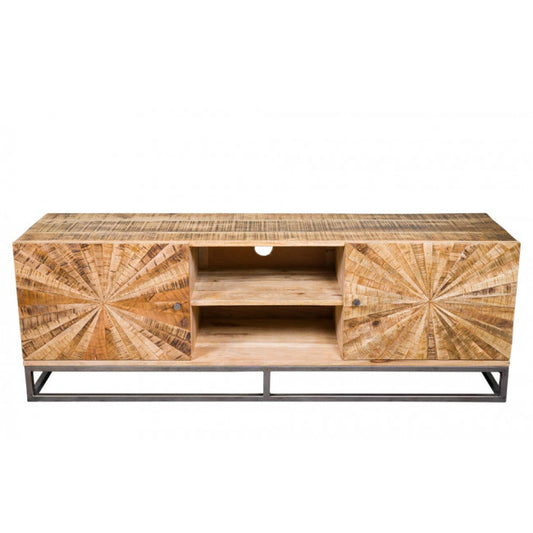 Sole TV Board – Mango Wood with Metal Accents, 145×36×50 cm