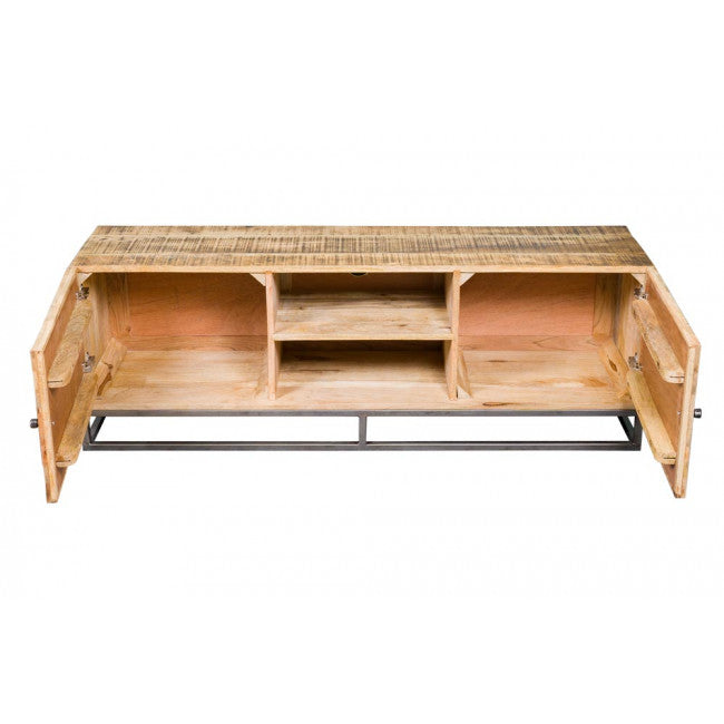 Sole TV Board – Mango Wood with Metal Accents, 145×36×50 cm