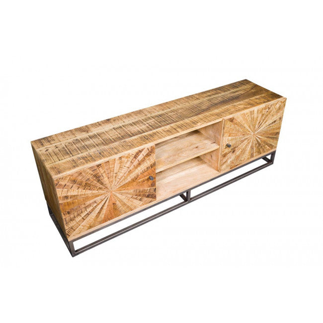 Sole TV Board – Mango Wood with Metal Accents, 145×36×50 cm