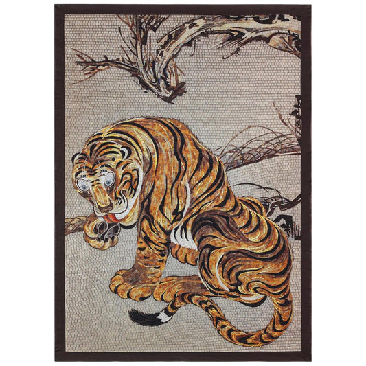 Tiger Bedcover Blanket Silk Cashmere & Wool Luxury Italian Design