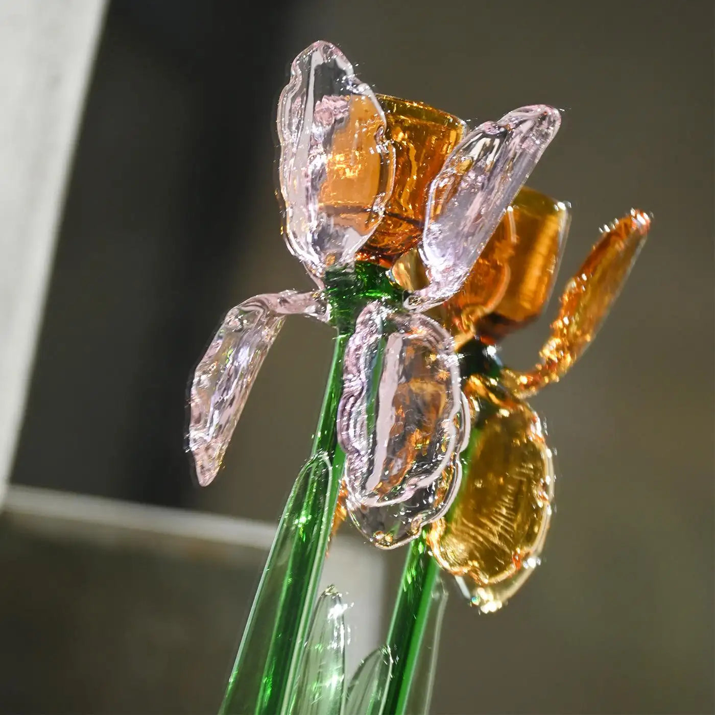 Iris Pink Glass Candleholder