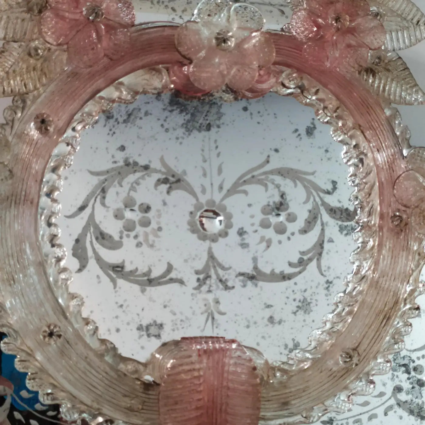 Venetian Mirror in Murano Glass Reproduction of Antique Mirror