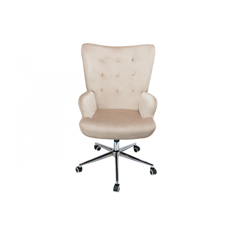 Darlington Adjustable Office Chair – Taupe Velvet, Elegant Modern Design