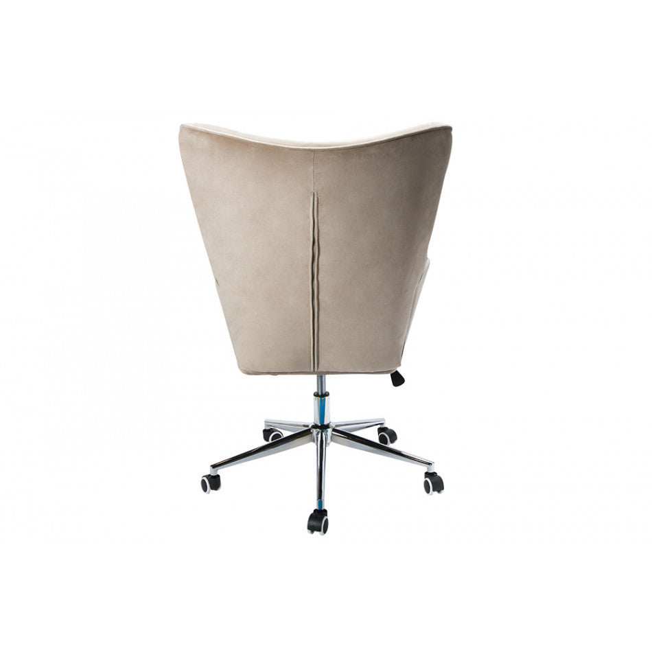 Darlington Adjustable Office Chair – Taupe Velvet, Elegant Modern Design