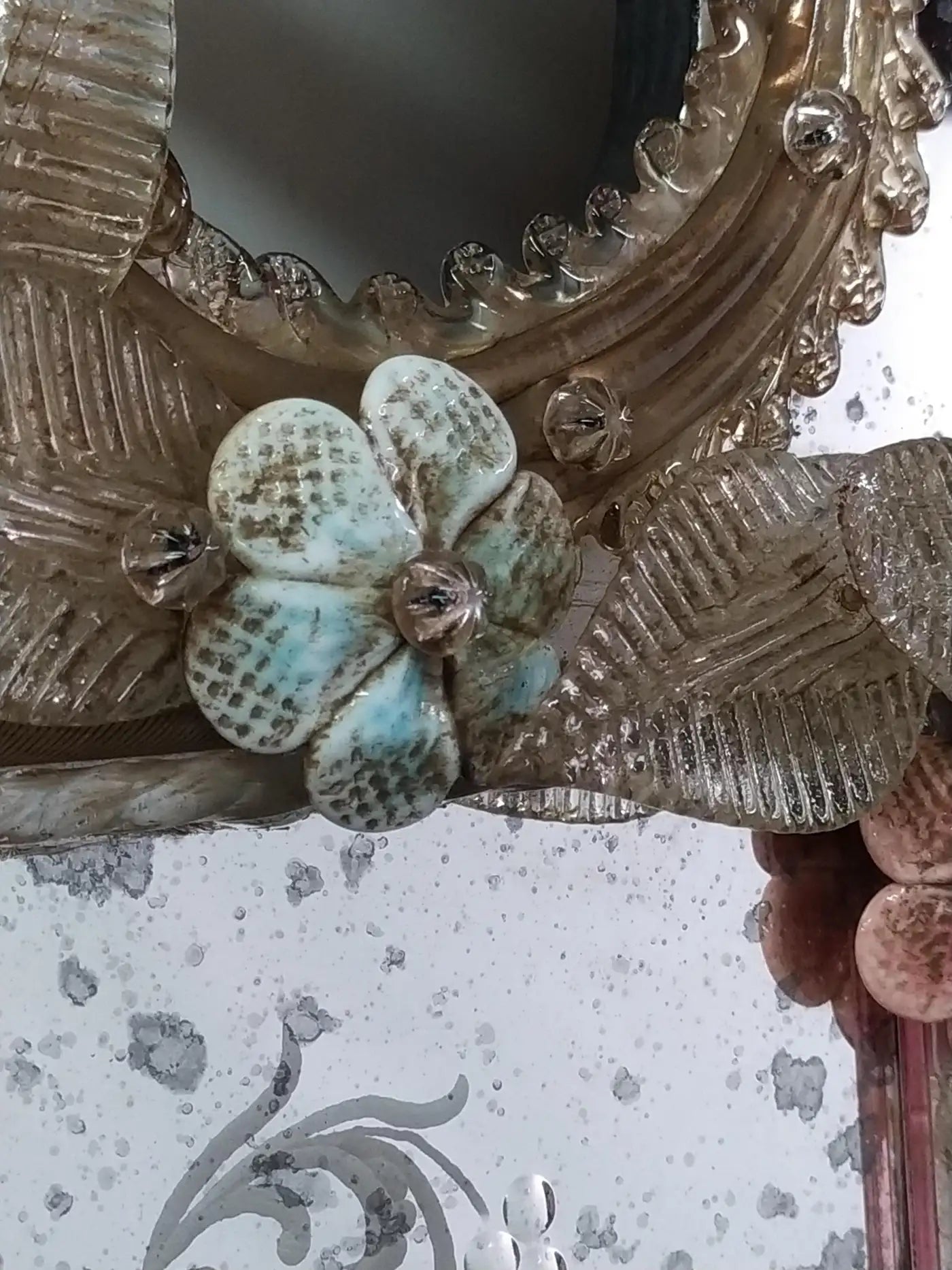 Venetian Mirror in Murano Glass Reproduction of Antique Mirror
