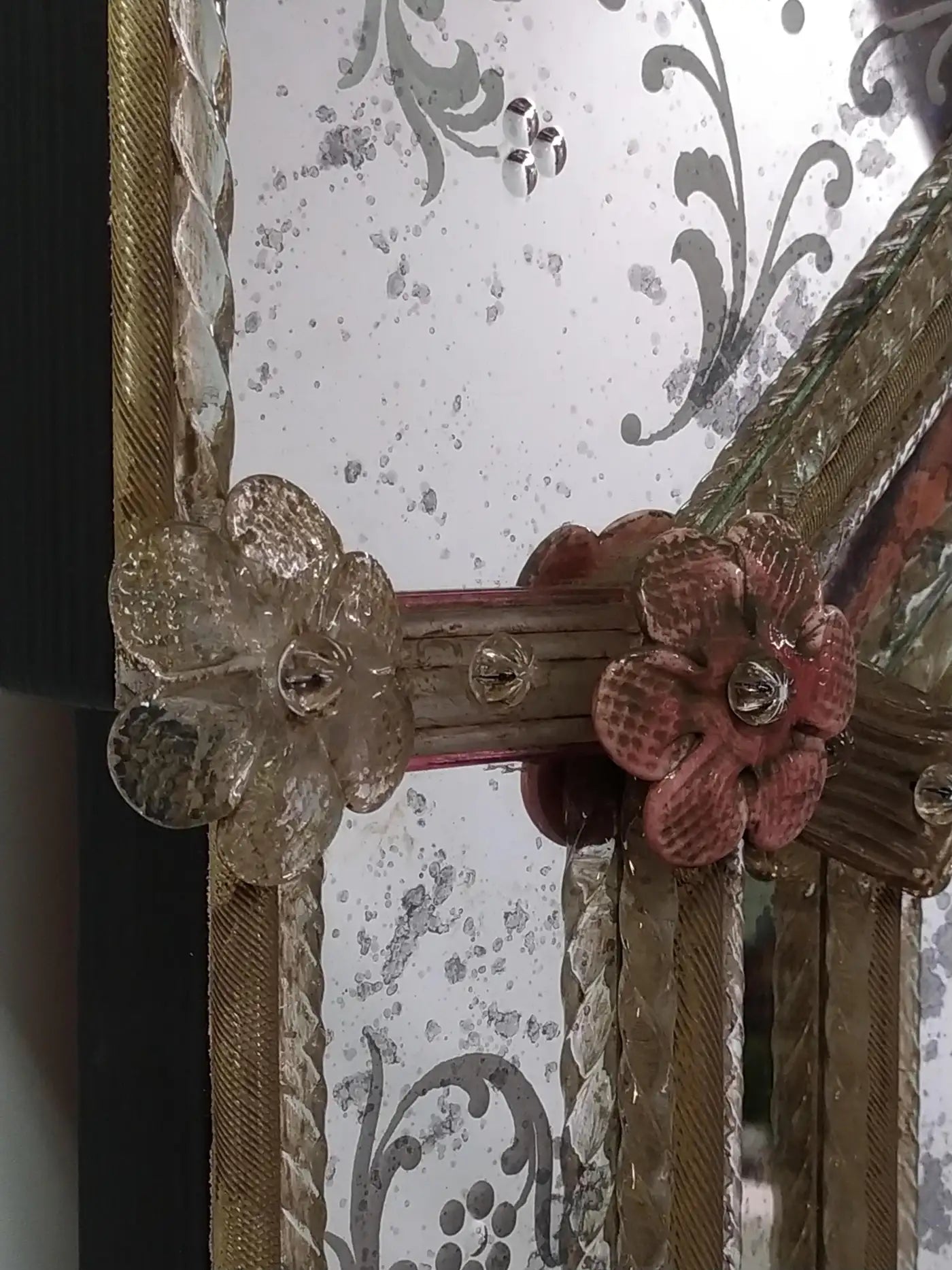 Venetian Mirror in Murano Glass Reproduction of Antique Mirror