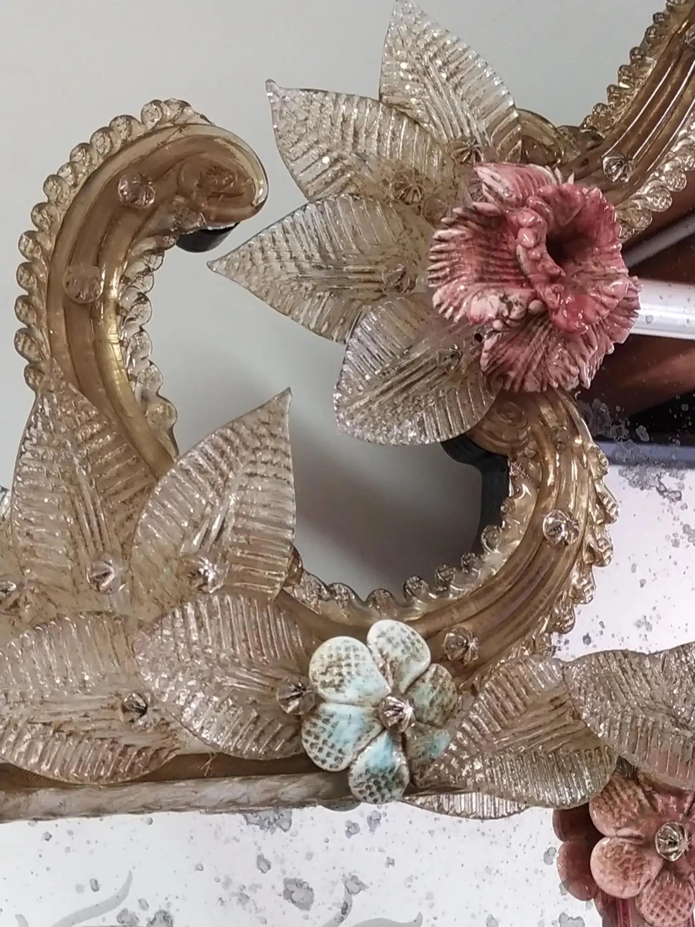 Venetian Mirror in Murano Glass Reproduction of Antique Mirror