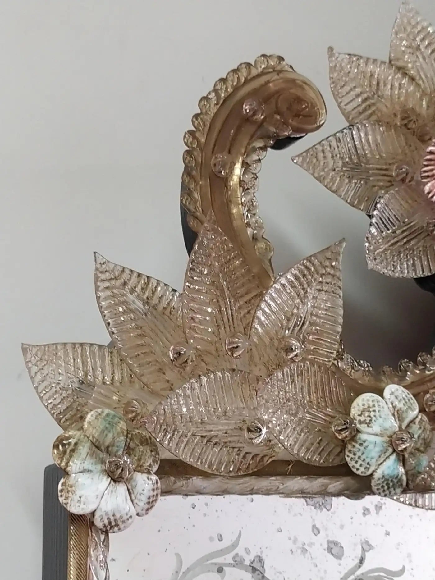 Venetian Mirror in Murano Glass Reproduction of Antique Mirror