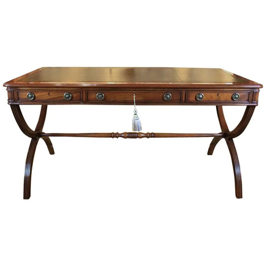 Custom Mahogany Crossed Sabre Leg Writing Table