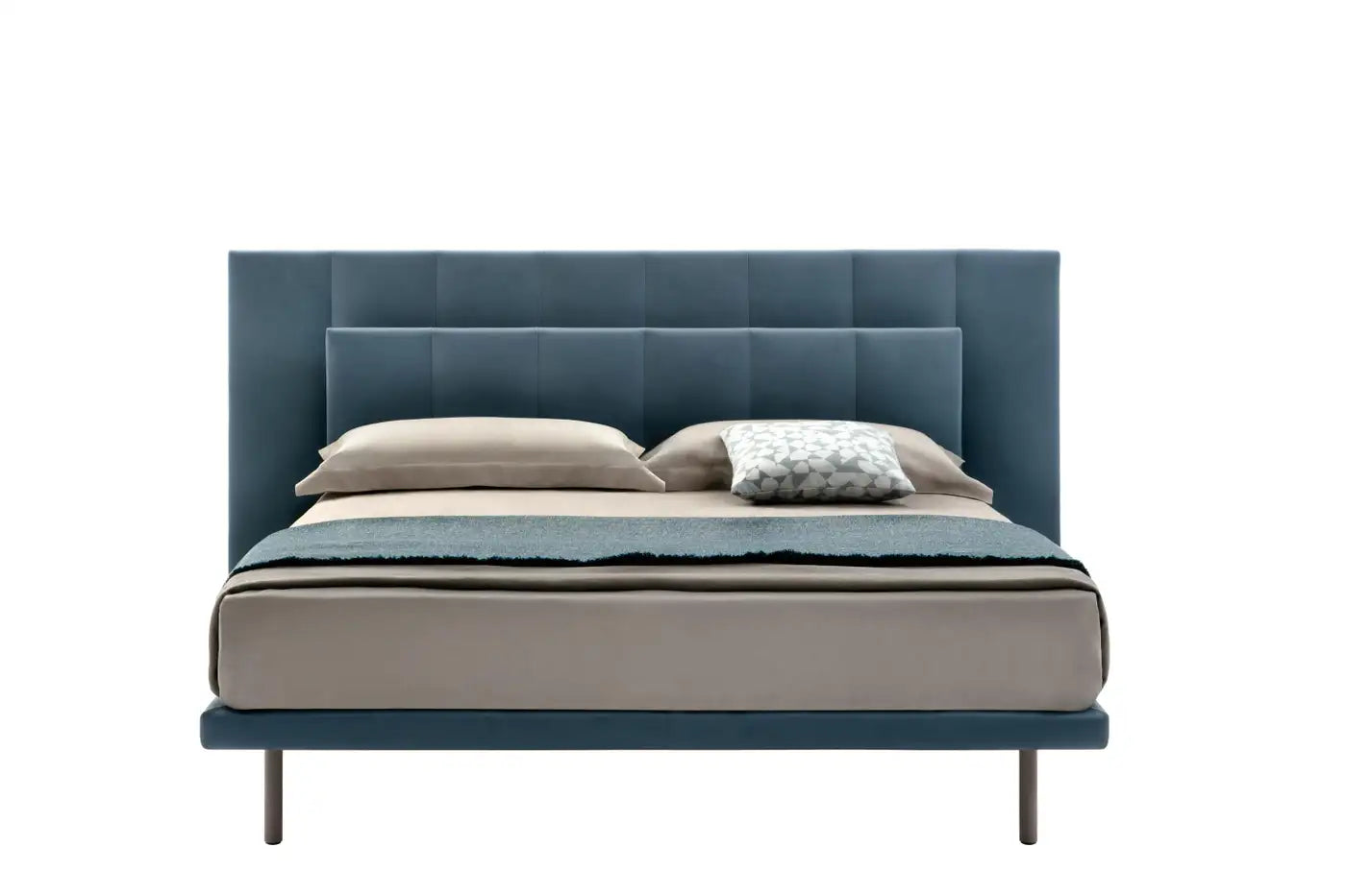 Extra Large Bed with Single Springingin in Grey Upholstery