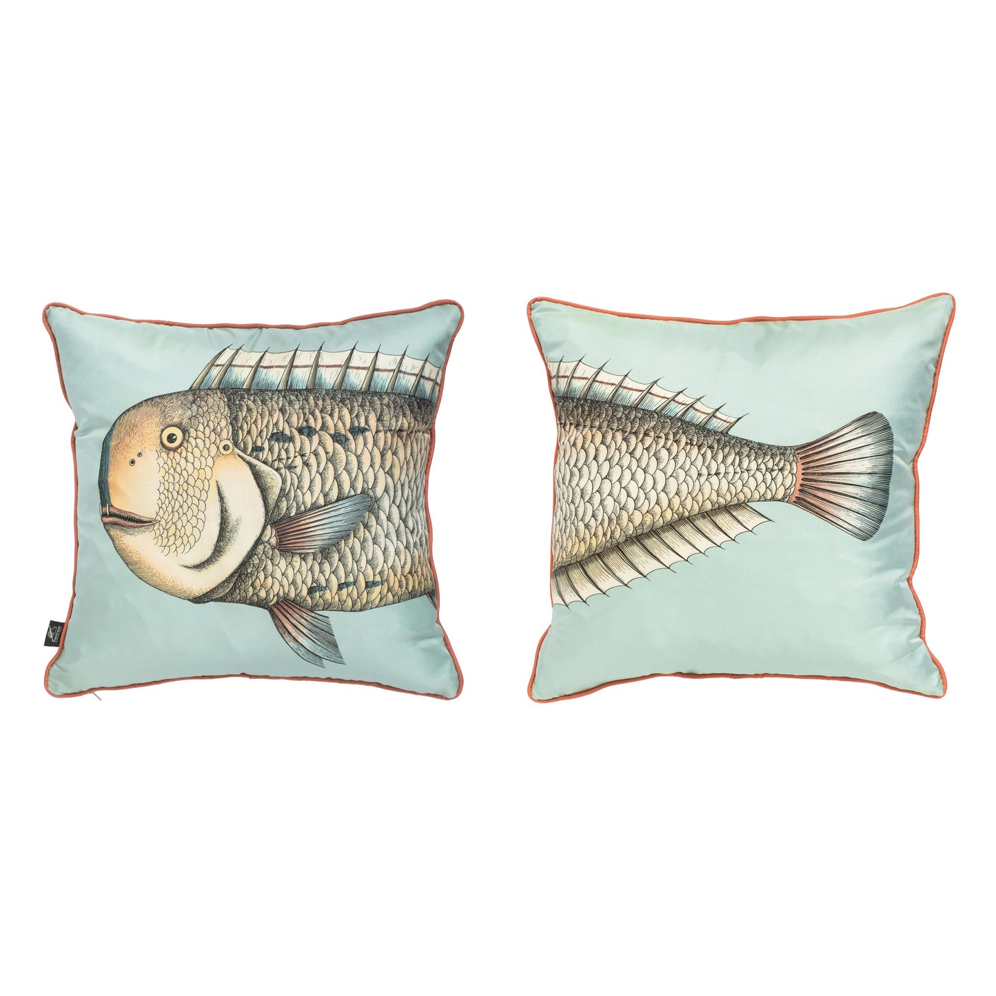 Set of 2 Fornasetti “Grande Pesce” Silk Cushion