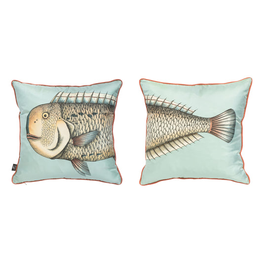 Set of 2 Fornasetti “Grande Pesce” Silk Cushion