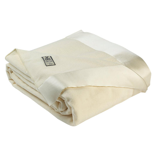 Henry Merino Luxury King-Size Blanket with Silk Border – White