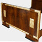 Wooden sideboard with gold accents on a white background