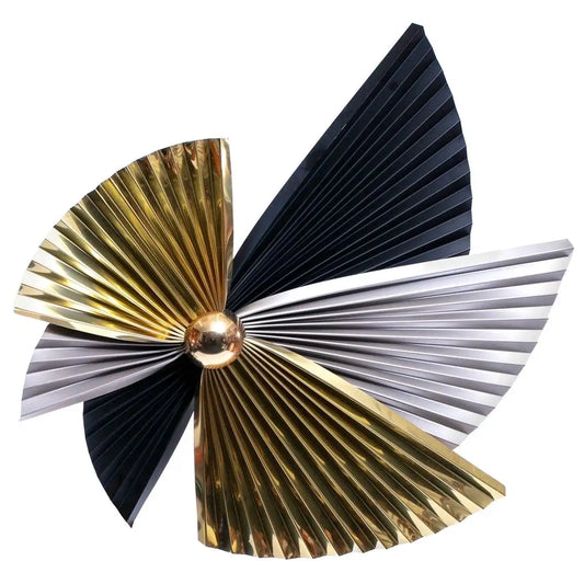 Brass, Chrome and Black Metal Wall Art
