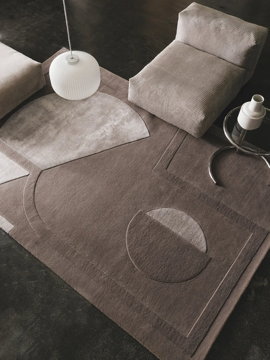 Elegant Taupe Wool & Lyocell Designer Rug