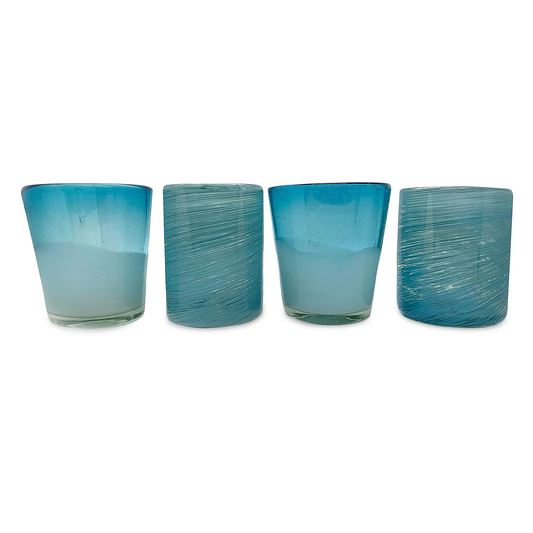 Set of 4 Aqua Handblown Glasses