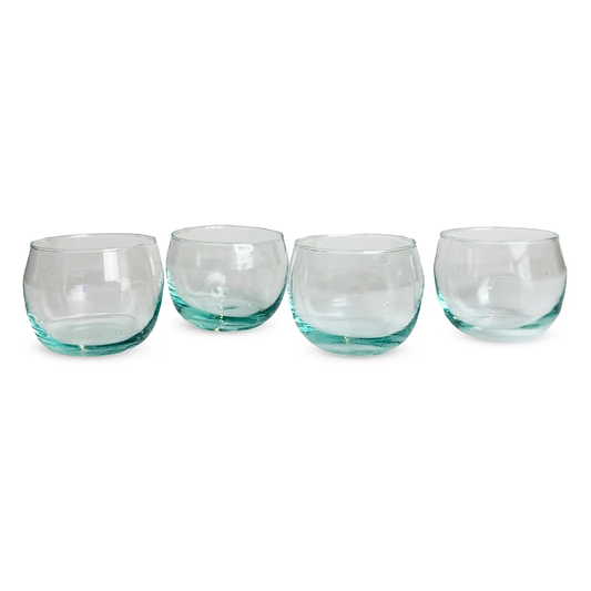 Moroccan Stemless Goblet Glasses – Set of 4, Clear
