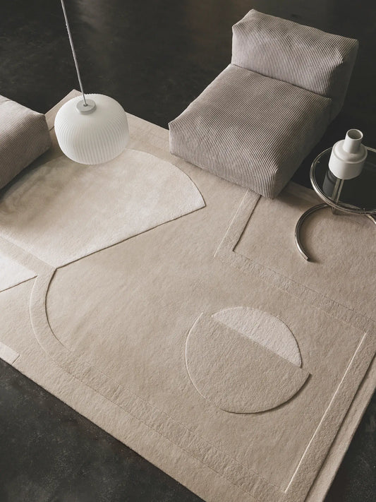 Minimalist Cream Wool & Lyocell Art Rug