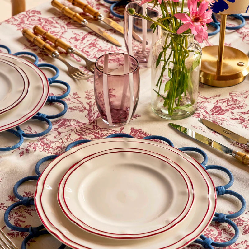 Burgundy Toile Print Linen Tablecloth – 150 x 300 cm