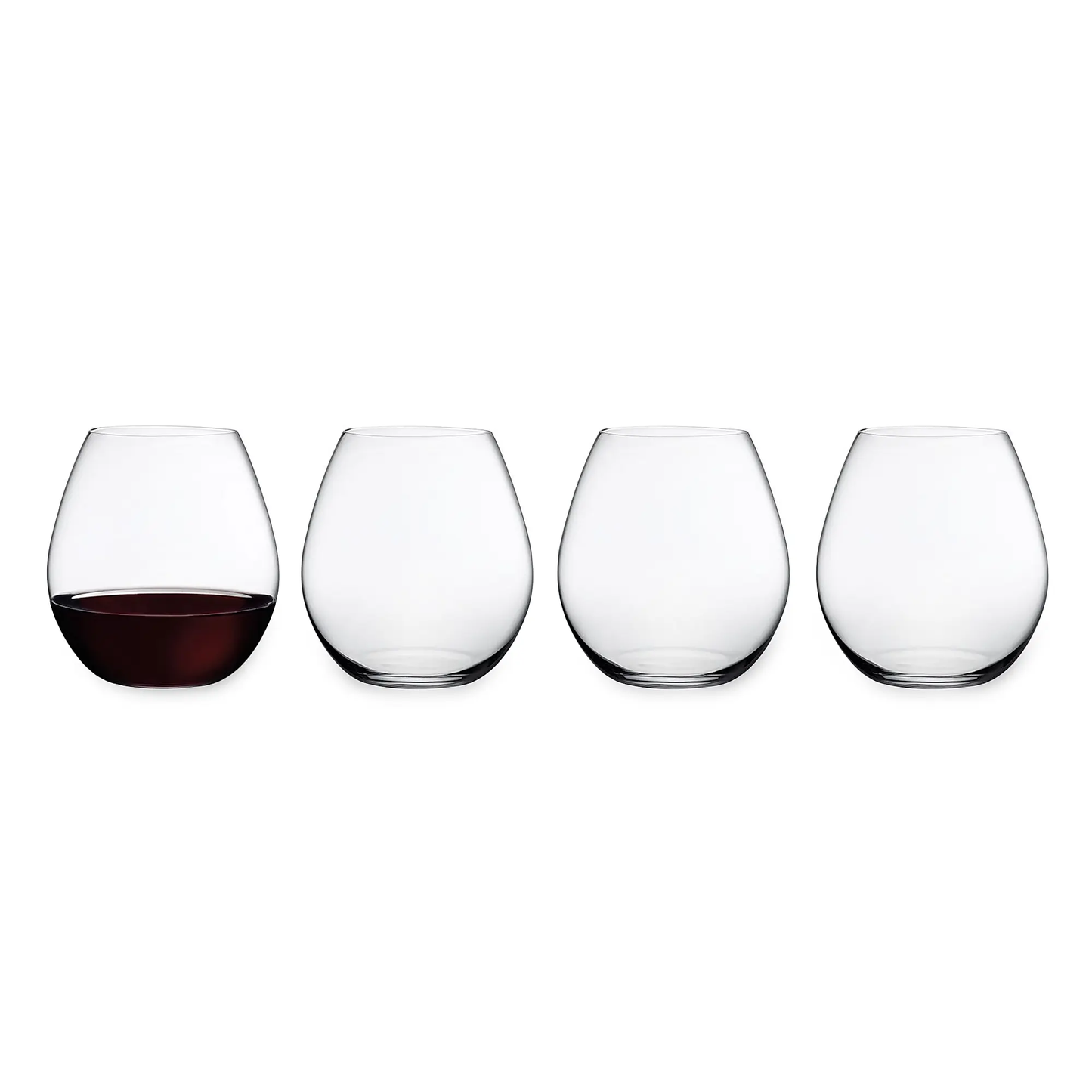 NUDE Glass Pure Stemless Burgundy Wine Glass Set – 4 Pieces