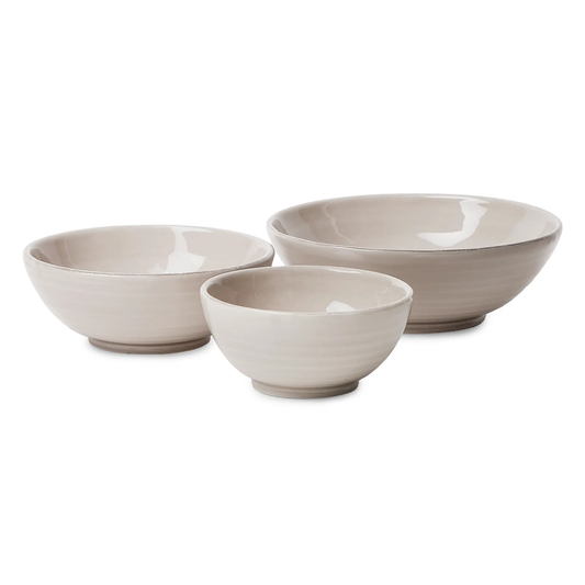 Traditional Ceramic 3-Piece Bowl Set (Brown)