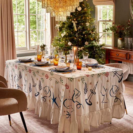 Festive Handpainted Tablecloth – 180 x 335 cm
