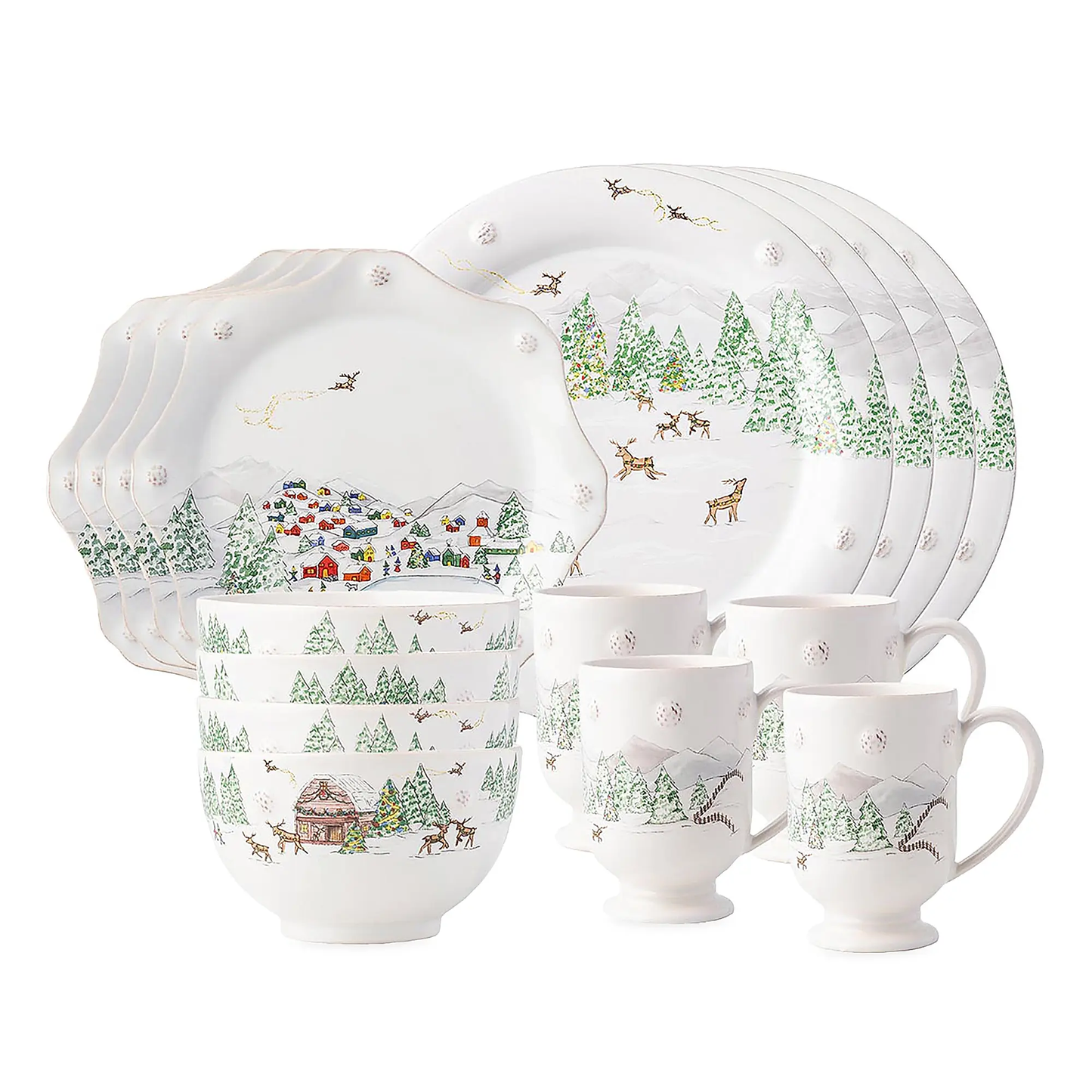 Juliska Berry & Thread “North Pole” 16-Piece Fine China Dinnerware Set