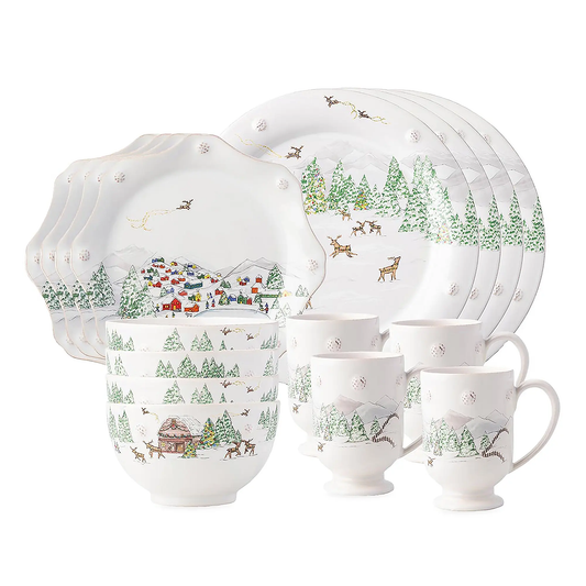 Juliska Berry & Thread “North Pole” 16-Piece Fine China Dinnerware Set