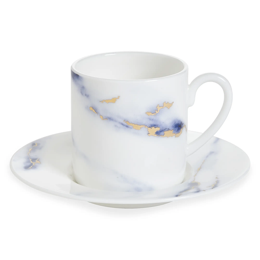 Marble Azure 2-Piece Espresso Cup & Saucer Set