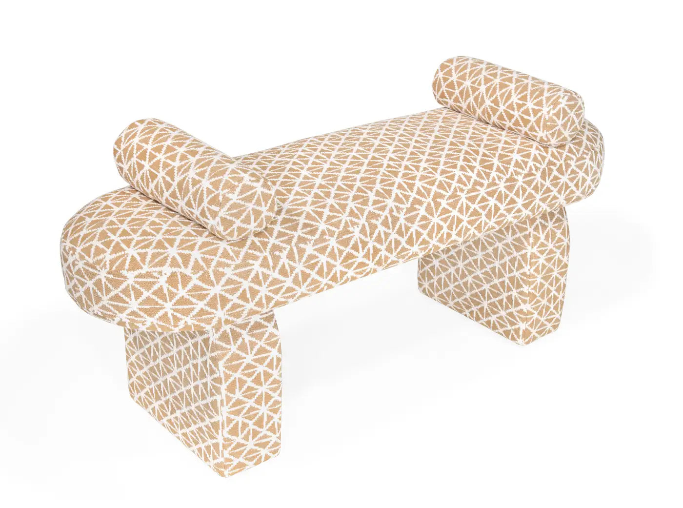 Decorative pillow with geometric pattern on a white background