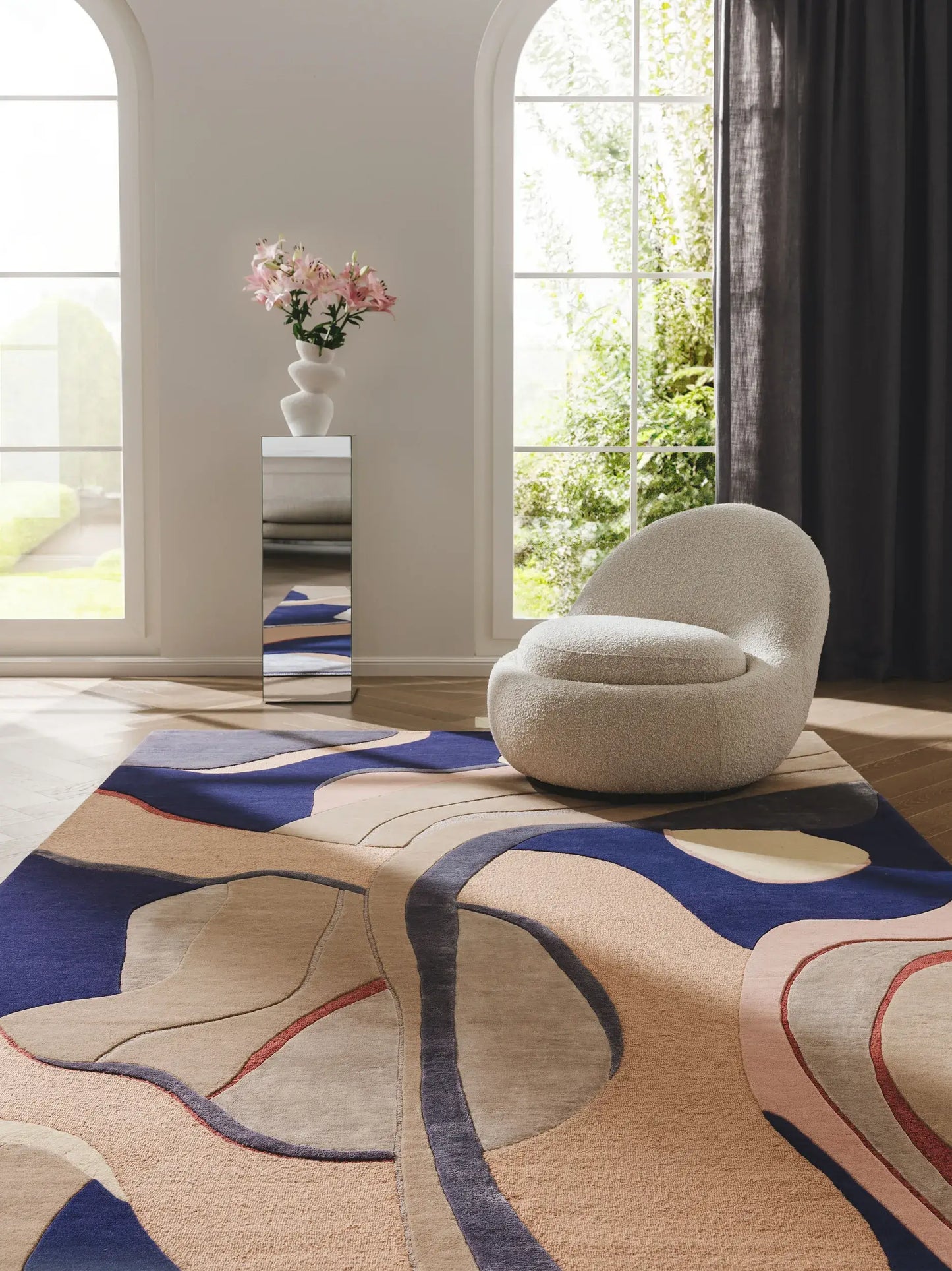 Vibrant Multicolour Wool & Lyocell Accent Rug