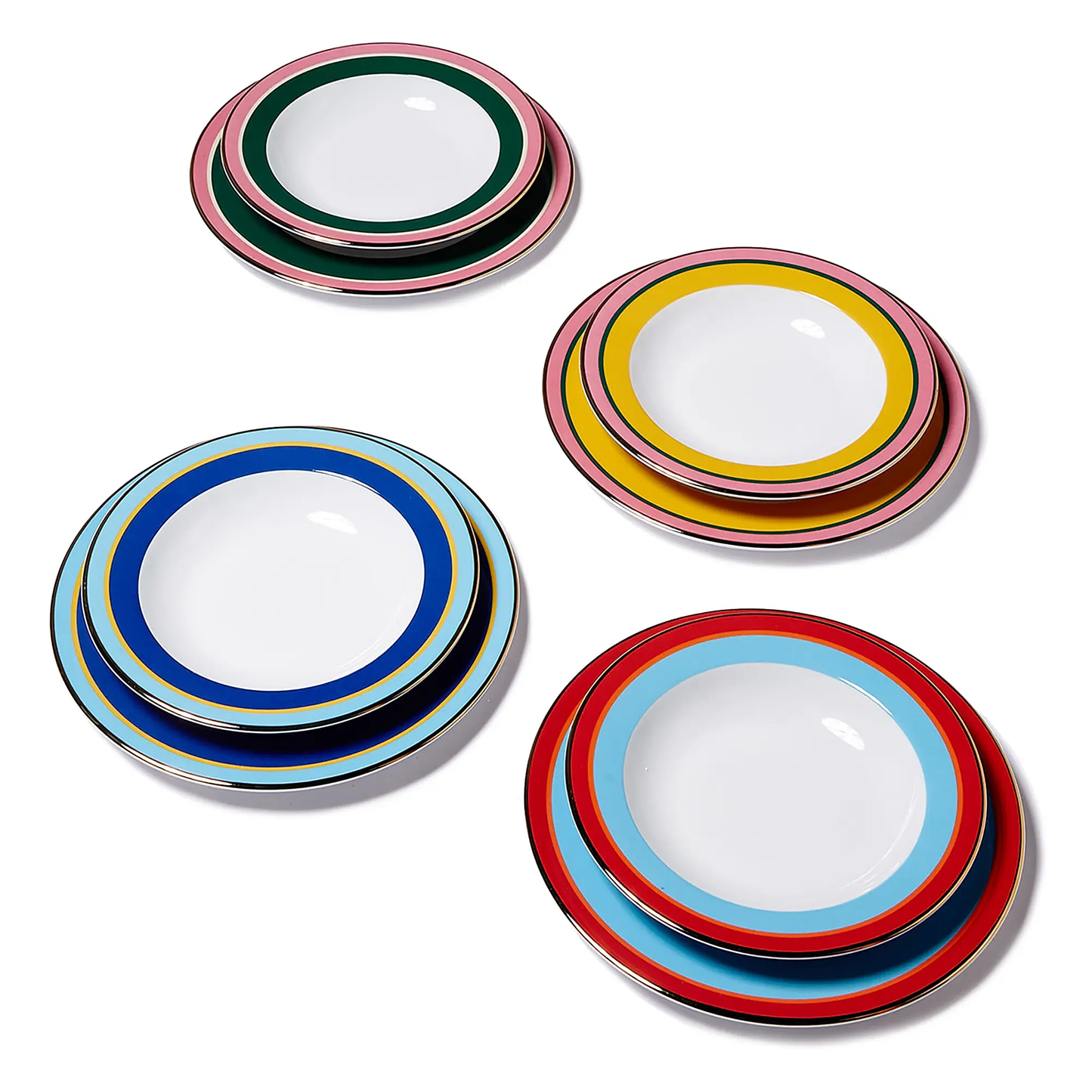 La DoubleJ Soup & Dinner Plates Set of 8 (Rainbow Mix)