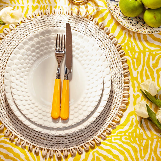 Yellow Zebra Striped Linen Tablecloth – 150 x 300 cm
