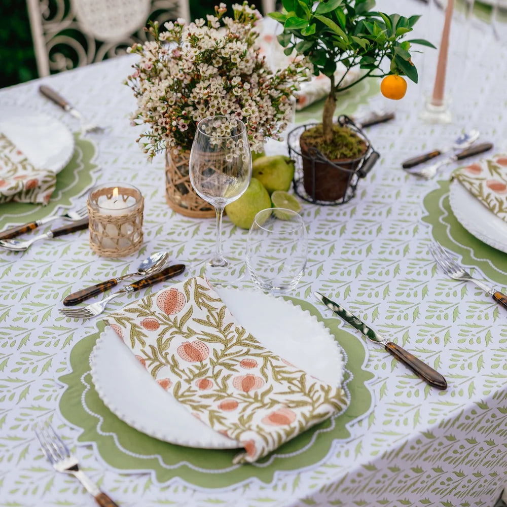 Esme Green Leaf Cotton Tablecloth – 235 x 335 cm