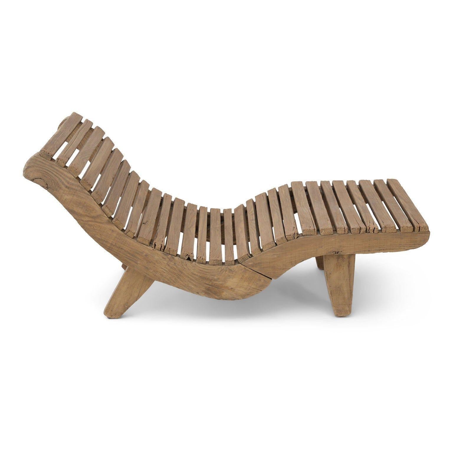 Wooden lounge chair on a white background