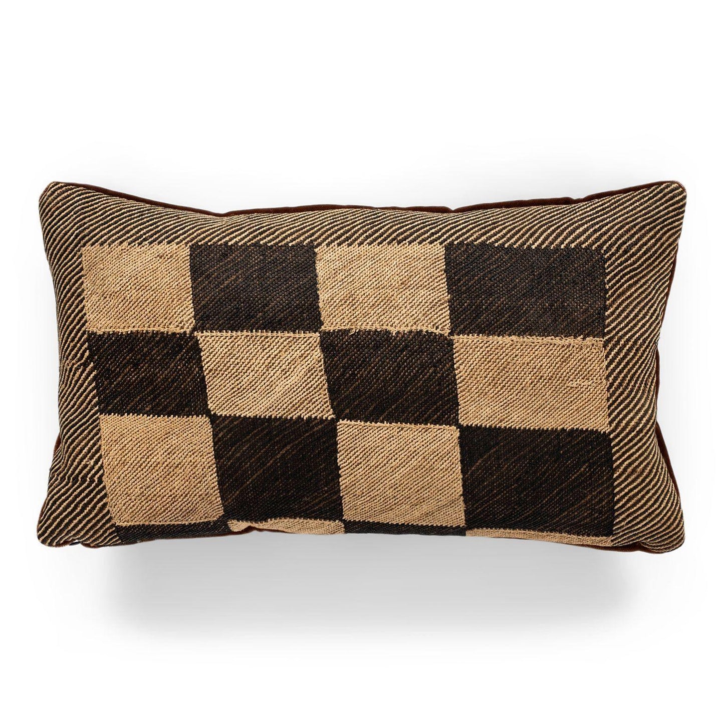 Pair of Kuba Cloth Lumbar Cushions 53 × 33 × 15 cm each