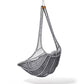 Gray woven hanging chair on a white background