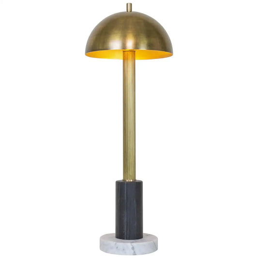 Pillar Table Lamp, Contemporary Lamp, Antique Brass, Marble