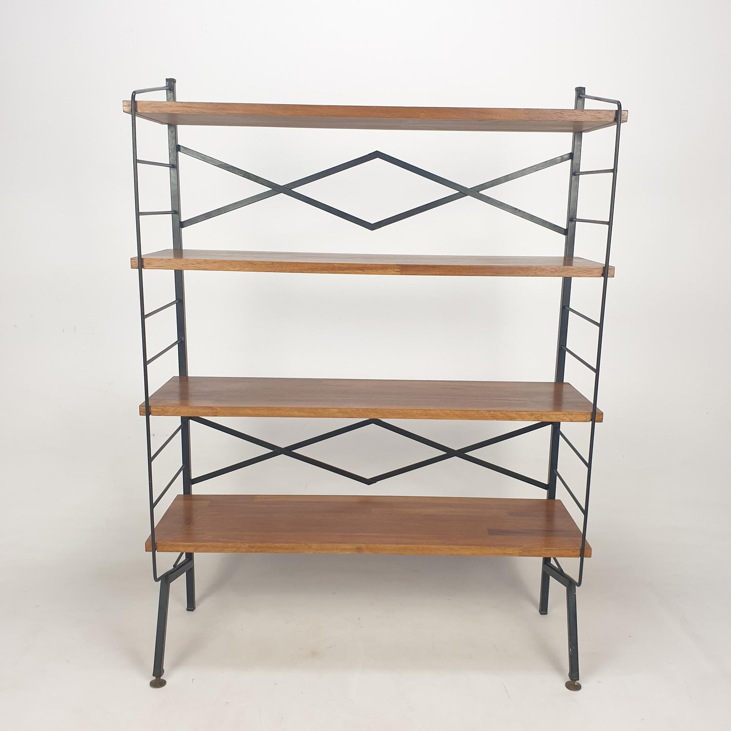 Mid-Century Italian Free-Standing Shelving Unit with Brass Feet – 1950s