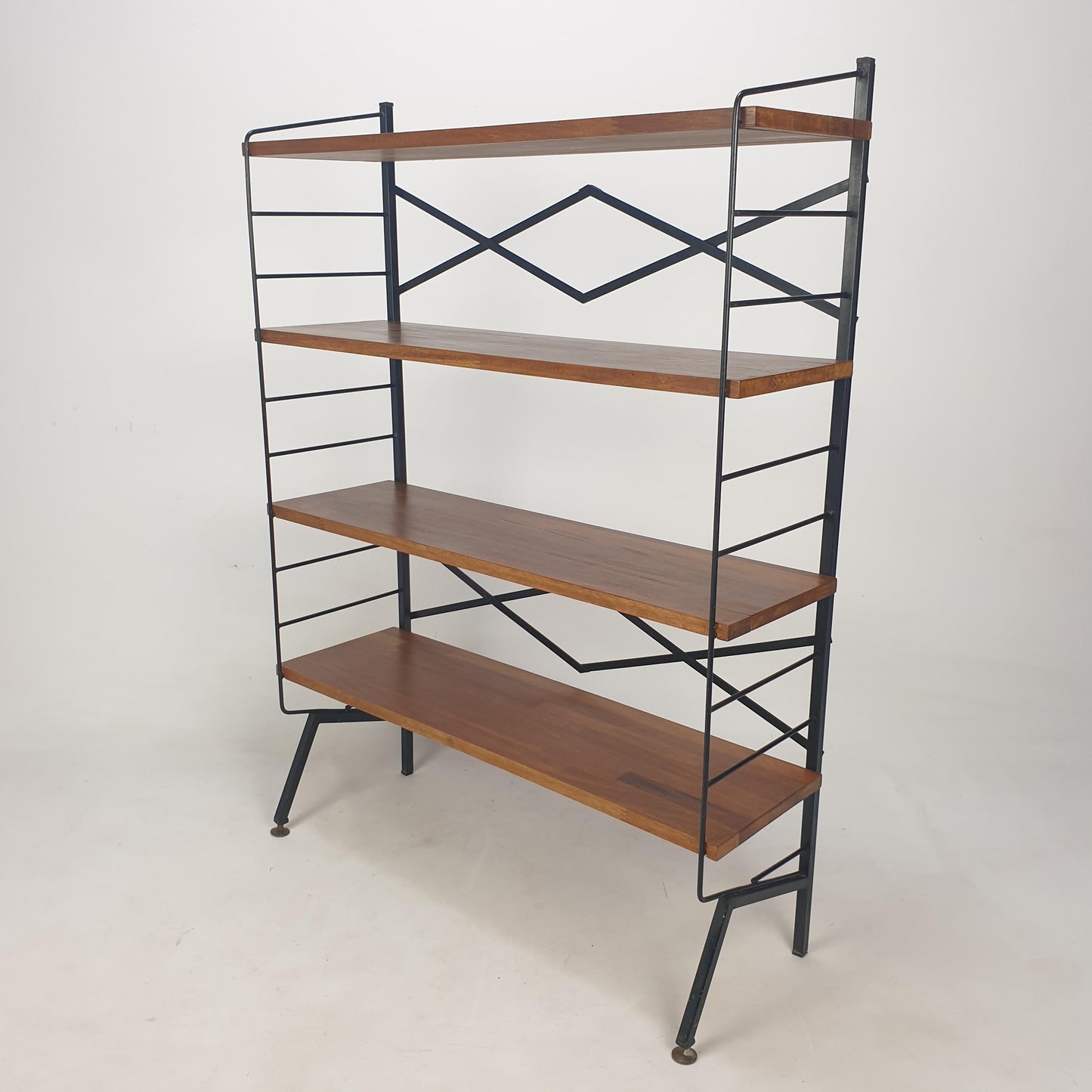 Mid-Century Italian Free-Standing Shelving Unit with Brass Feet – 1950s