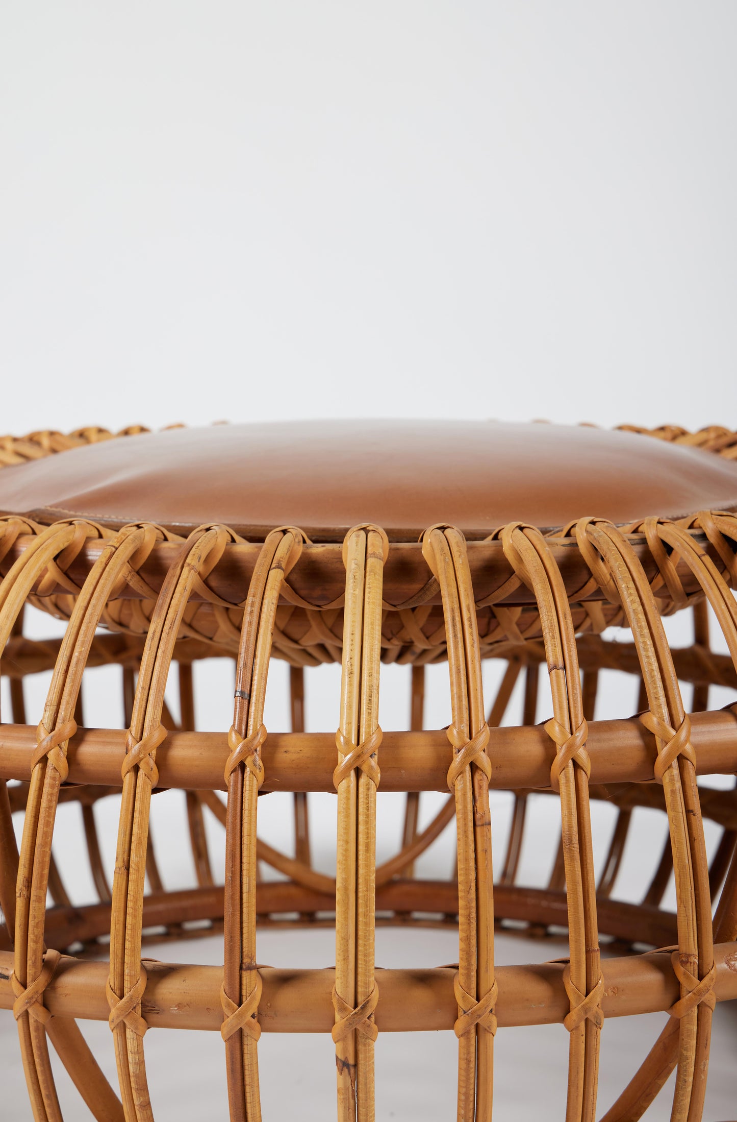 Mid-Century Modern Rattan Outdoor Lounge Chair & Ottoman Set – 1956 Bonacina Design